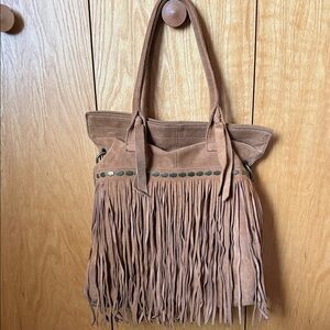 Lucky Brand - Suede Fringe Tote Bag in Tan